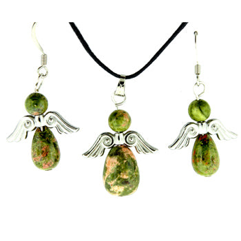 20-30mm Unakite Angel Peace Pendants & Earrings