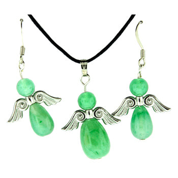 20-30mm Green Aventurine Angel Peace Pendants & Earrings