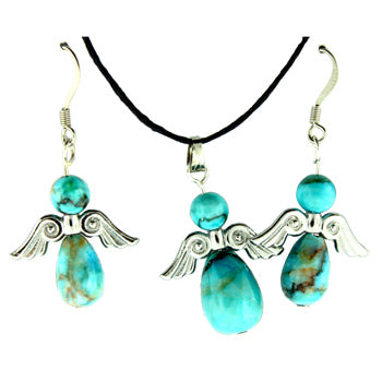 20-30mm Dyed Turquiose Jasper Angel Peace Pendants & Earrings