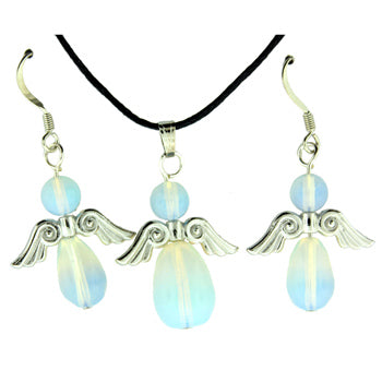 20-30mm Opalite Glass Angel Peace Pendants & Earrings
