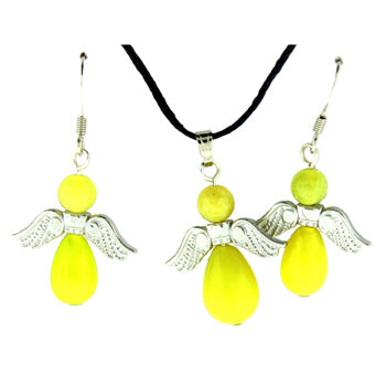 20-30mm Olive Serpentine Angel Heart Pendants & Earrings
