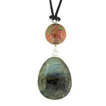 Labradorite And Unakite Freeform Pendants