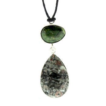 Insect Fossil Jasper Pear Pendants