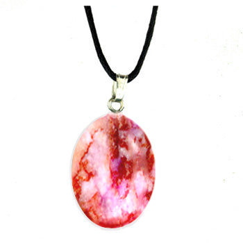 Pink Matrix Stone Oval Pendants