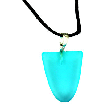 Frosted Aqua Quartz Glass Tongue Pendants