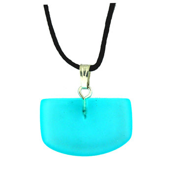 Frosted Aqua Quartz Glass Tongue Pendants