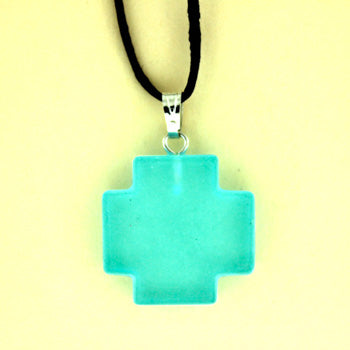 Frosted Aqua Quartz Glass Cross Pendants