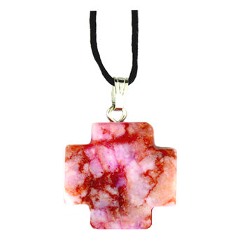 Dyed Pink Matrix Jasper Cross Pendants