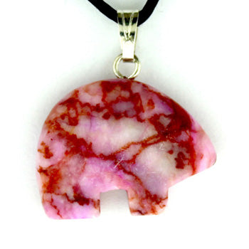 Pink Matrix Stone Zuni Bear Pendants