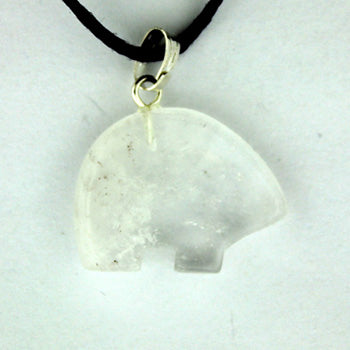 Natural Crystal Zuni Bear Pendants