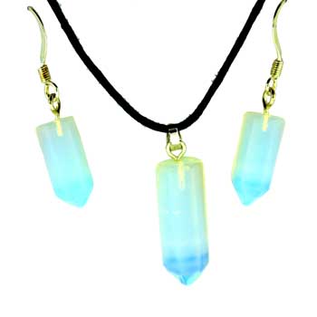 20-25mm Opalite Glass Point Pendants & Earrings