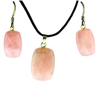 13X18/16X22mm Rose Quartz Rectangle Pendants & Earrings