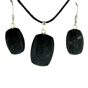 13X18/16X22mm Black Jasper Rectangle Pendants & Earrings
