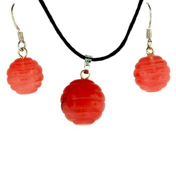 Cherry Quartz Glass Round Pendants & Earrings