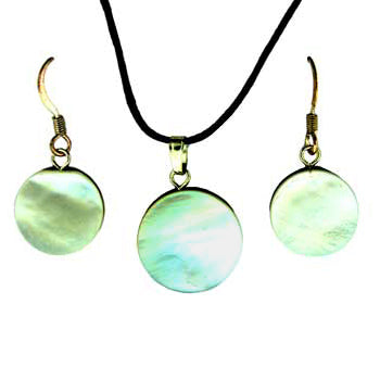 14 / 17mm Mother Of Pearl Round Pendants & Earrings