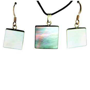 Mother Of Pearl Square Pendants & Earrings