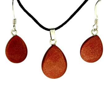 11X14/13X17mm Brown Goldstone Man Made Pear Pendants & Earrings