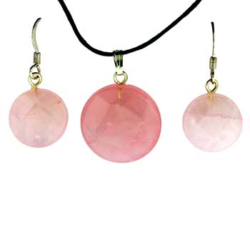 11X14/13X17mm Rose Quartz Coin Pendants & Earrings