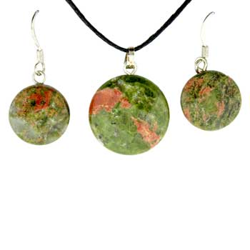 11X14/13X17mm Unakite Coin Pendants & Earrings