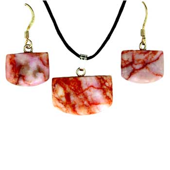 16X13/22X14mm Pink Matrix Stone Tongue Earrings