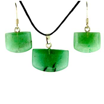 16X13/22X14mm Green Aventurine Tongue Pendants & Earrings