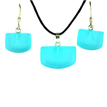 16X13/22X14mm Frosted Aqua Quartz Glass Tongue Pendants & Earrings