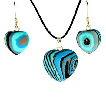 15 / 22mm Synthetic Calsilica Heart Pendants & Earrings