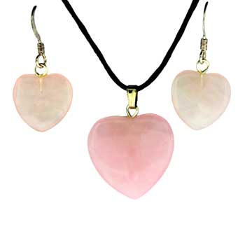 15 / 22mm Rose Quartz Heart Pendants & Earrings