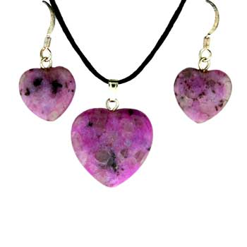 15 / 22mm Purple Quartz Glass Dyed Heart Pendants & Earrings