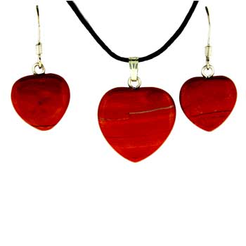 15 / 22mm Red Jasper Heart Pendants & Earrings