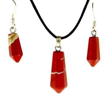 6X16/8X21mm Red Jasper Taper Point Pendants & Earrings
