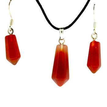 6X16/8X21mm Carnelian Agate Taper Point Pendants & Earrings