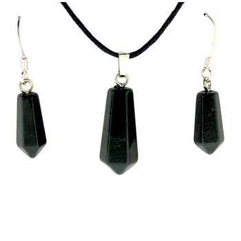 6X16/8X21mm Black Stone Taper Point Pendants & Earrings