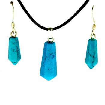 6X16/8X21mm Synthetic Turquoise Taper Point Pendants & Earrings