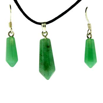 6X16/8X21mm Green Aventurine Taper Point Pendants & Earrings