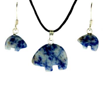 13X9/21X16mm Sodalite Brazil Zuni Bear Pendants & Earrings