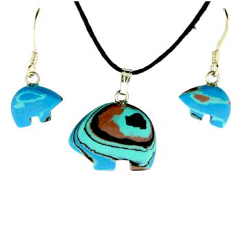 13X9/21X16mm Synthetic Calsilica Zuni Bear Pendants & Earrings