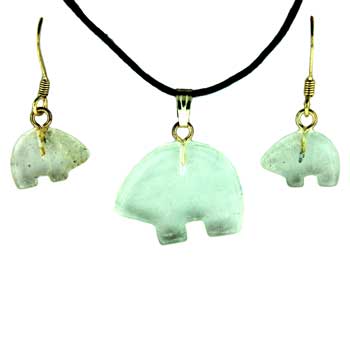 13X9/21X16mm Crystal Zuni Bear Pendants & Earrings