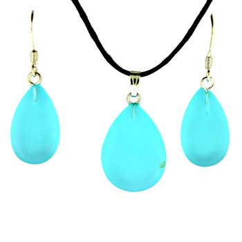12X20/16X22mm Frosted Aqua Quartz Glass Pear Pendants & Earrings