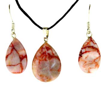 12X20/16X22mm Pink Matrix Stone Pear Pendants & Earrings