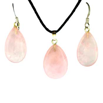 12X20/16X22mm Rose Quartz Pear Pendants & Earrings