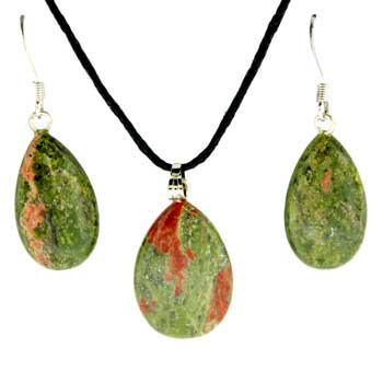 12X20/16X22mm Unakite Pear Pendants & Earrings