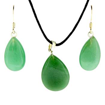 12X20/16X22mm Green Aventurine Pear Pendants & Earrings