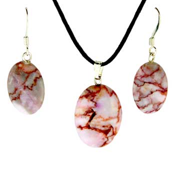 13X18/16X22mm Pink Matrix Stone Oval Pendants & Earrings