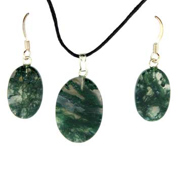 13X18/16X22mm Moss Agate Oval Pendants & Earrings