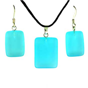 13X18/16X22mm Frosted Aqua Quartz Glass Rectangle Pendants & Earrings