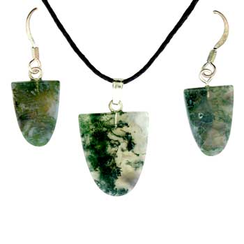 11X16/17X22mm Moss Agate Tongue Pendants & Earrings