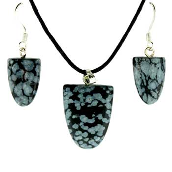 11X16/17X22mm Snowflake Obsidian Tongue Pendants & Earrings