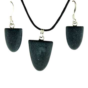 11X16/17X22mm Frosted Black Stone Tongue Pendants & Earrings