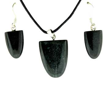 11X16/17X22mm Black Stone Tongue Pendants & Earrings